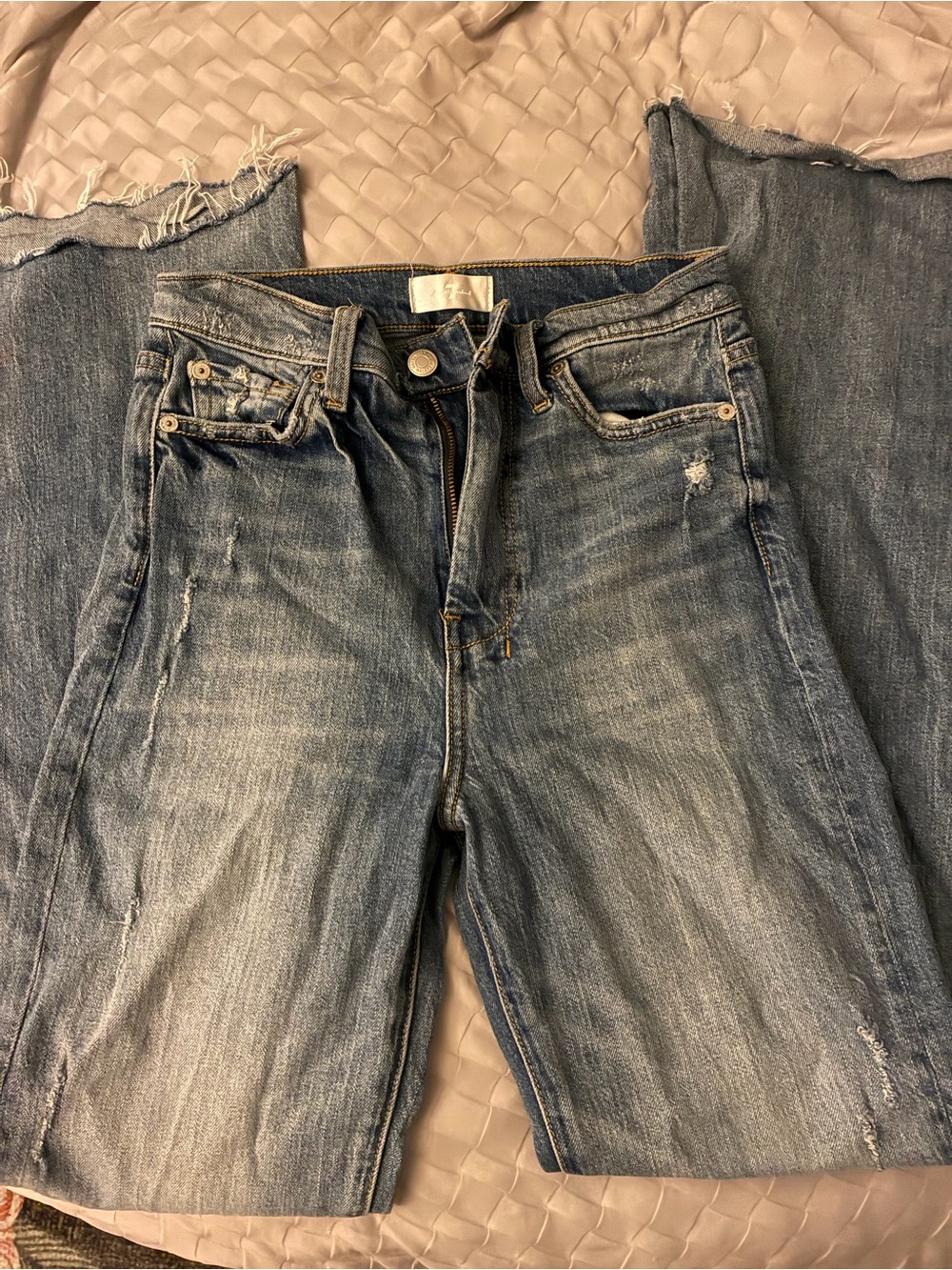 Y2K 7 for all mankind vintage Women's Distressed Blue Denim Jeans